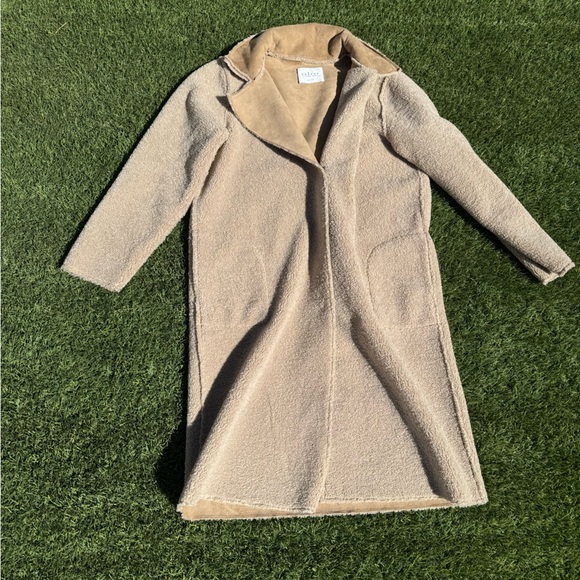 Velvet By Graham and Spencer Long Teddy Coat Tan Large - Picture 1 of 5